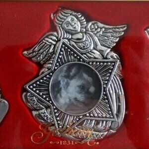 Vintage Gorham Silverplated Ornament Frames Set of 3 Santa Snowman Angel NIB